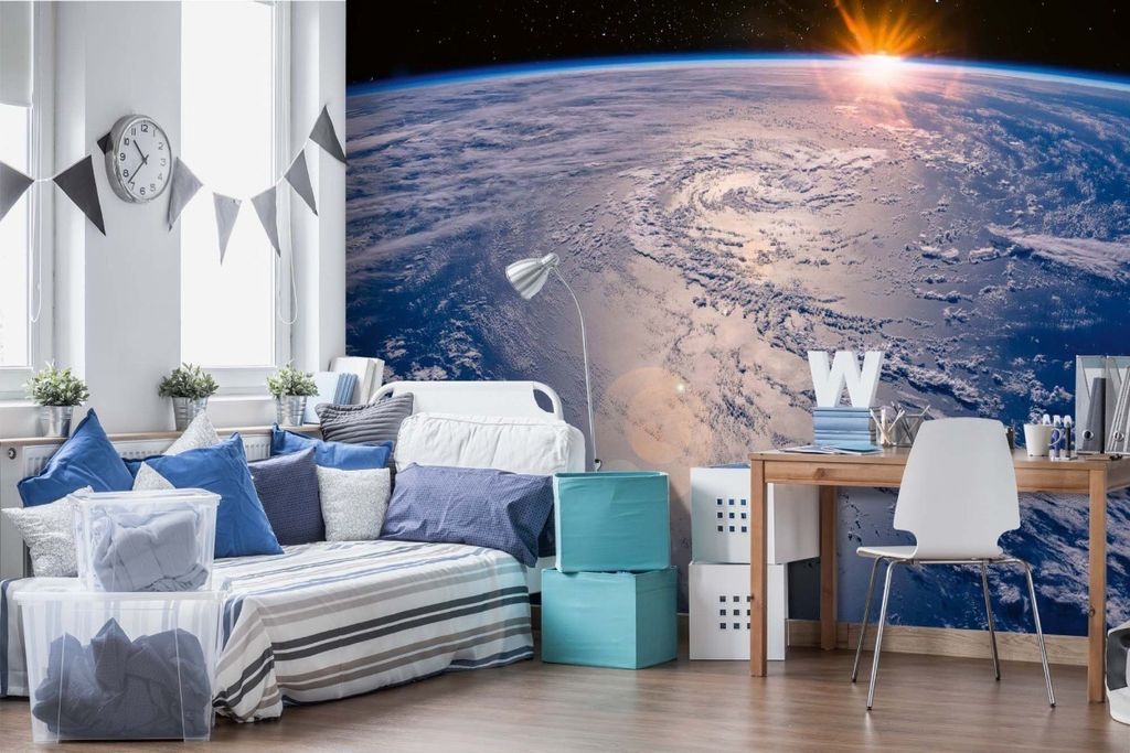 Vlies Fototapete ERDE ANSICHT VON WELTRAUM 375 x 250 cm (inkl. Kleister) - Vlies Tapete, Wandtapete, Wandbilder - Tapete für Wohnzimmer Schlafzimm...