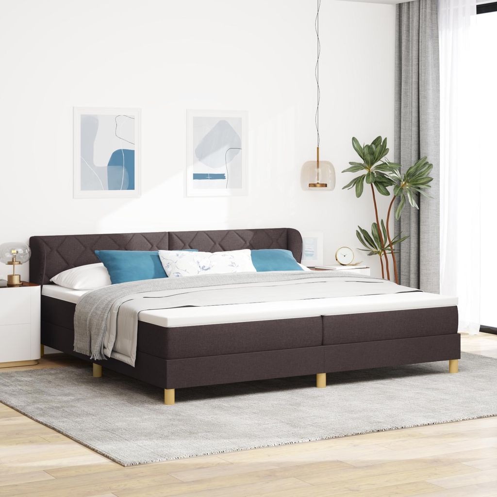 Möbel Polsterbett Boxspringbett mit Matratze Dunkelbraun 200x200 cm Stoff - Bettrahmen - Klassische Betten Neu202529467