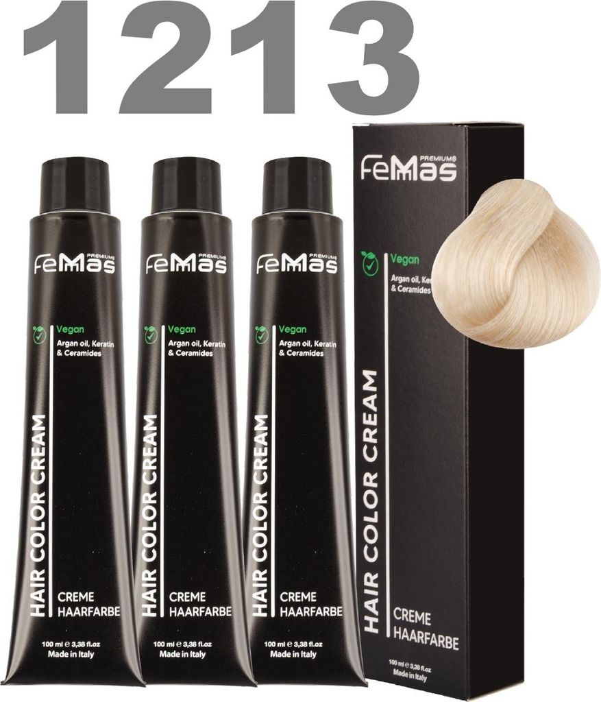 FemMas Haarfarbe mit Arganöl Superaufheller Beige 1213 | 3x100ml