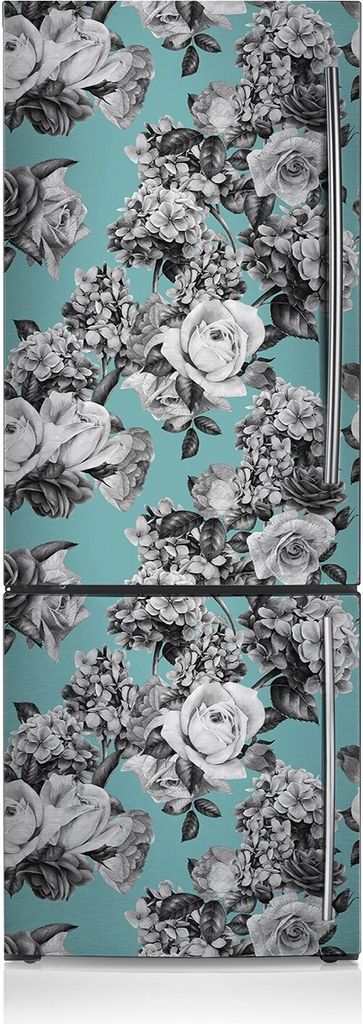 Kühlschrankmagne Kühlschrank Aufkleber Magnetfolie Dekoration 60x180 cm - Schwarze und weiße Rosen
