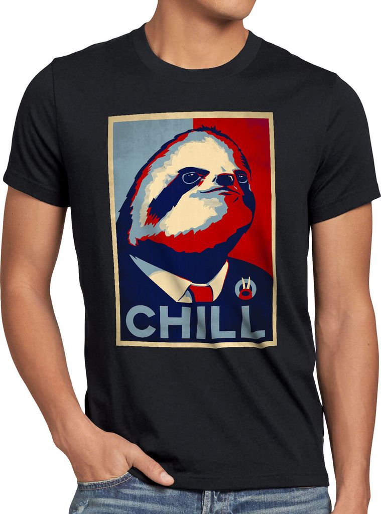 style3 CHILL Herren T-Shirt lässig faultier kampagne