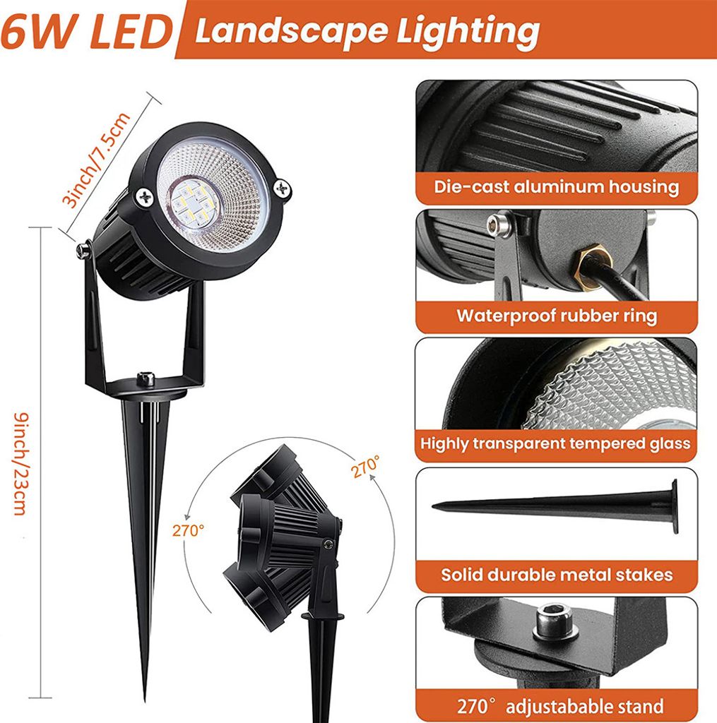 2 Stück 6W Garten LED Strahler RGB Warmweiß Außen Produktbild 6