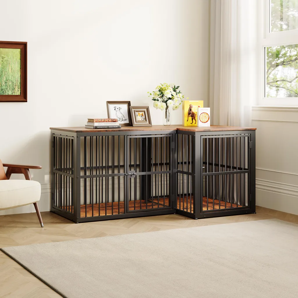 Meuble Cage Chien pour Salon - Solution de Couchage Décorative 84cm - 6