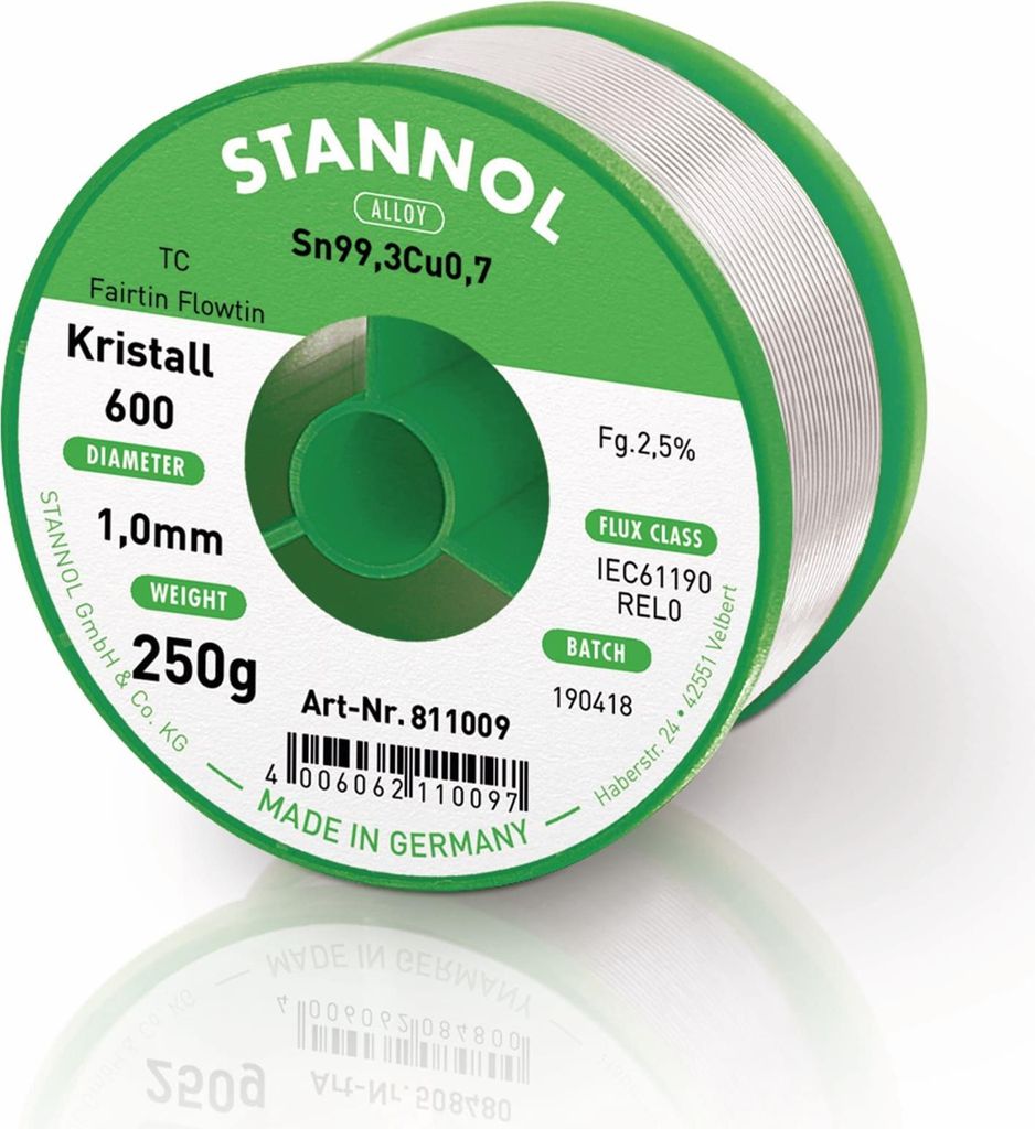 STANNOL Lötzinn Kristall 600 TC, 1,0 mm, 250 g