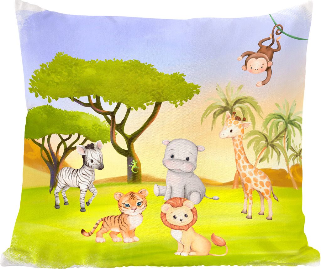 MuchoWow Zierkissen Sofakissen Wohnzimmer Dekokissen 40x40 cm Dschungel - Tiere - Rebe - Foto Kissen - Schlafzimmer Dekoration