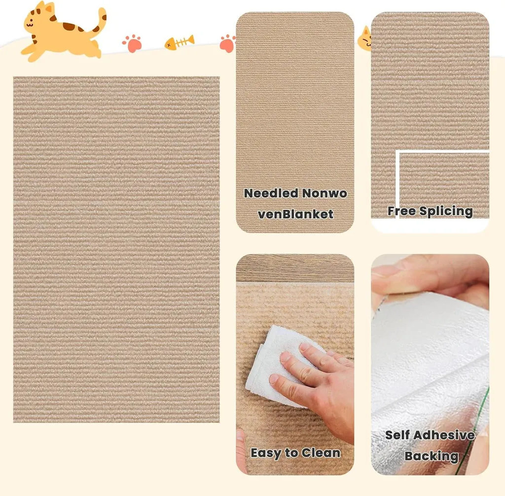 Tapis de griffage pour canapé et porte - Griffoir chat autocollant 200cm