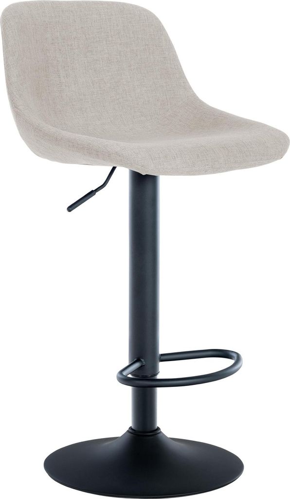 Barhocker HODOR - Stoff Creme 43x49x79 cm | Barstuhl Höhenverstellbar Mit Lehne Drehbar Tresenhocker Tresenstuhl Kneipenhocker Kneipenstuhl