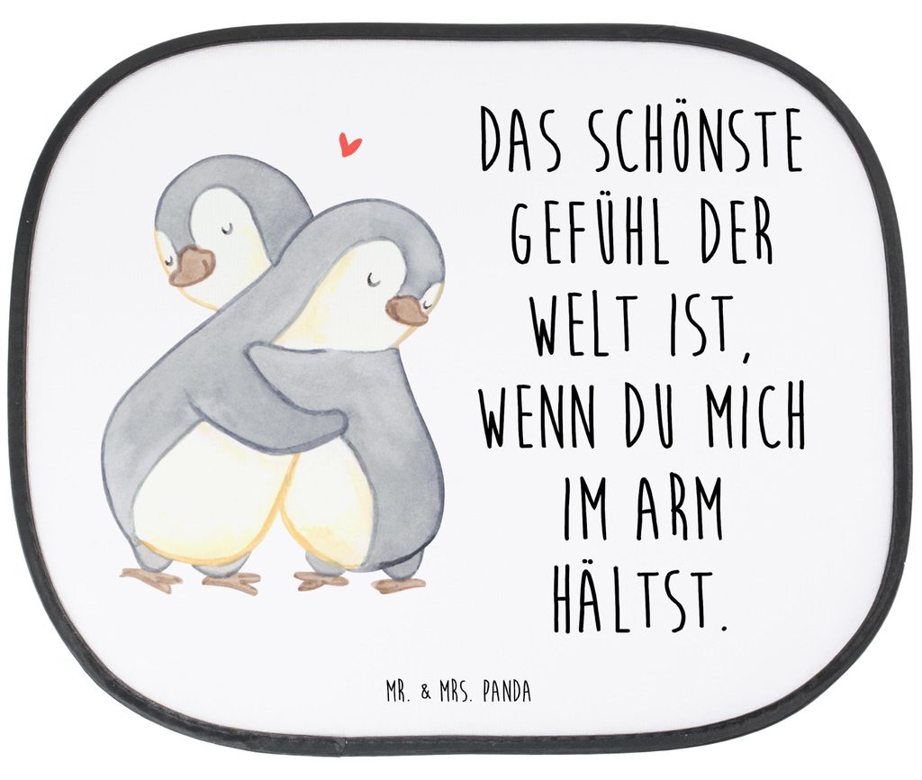 Mr. & Mrs. Panda Auto Sonnenschutz Pinguine Kuscheln - Weiß - Geschenk, Scheibenschutz, Valentinstag, Freund, für Freundin, Hochzeitstag, fenster...