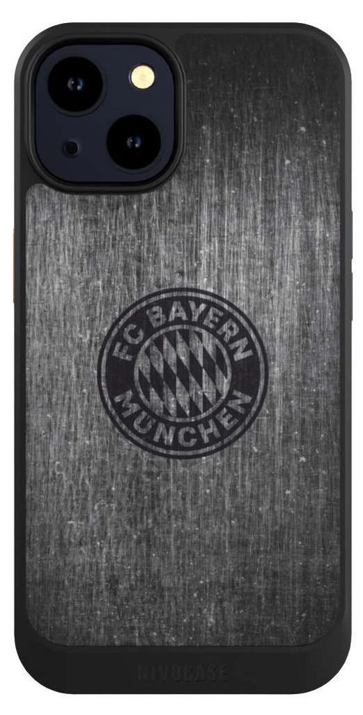NIVOCASE Hülle für Apple iPhone 14 Handyhülle NIVOcore Case Schwarz FC Bayern München FCB Metallic Look