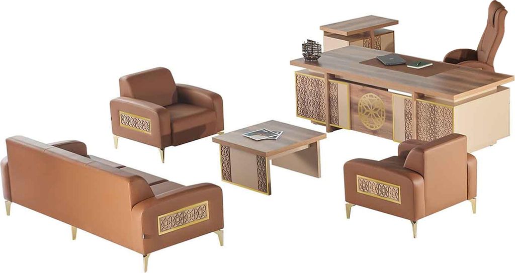 Komplett-Set Schreibtisch Sitzmöbel Stauraum Arbeitszimmer Braun Büro