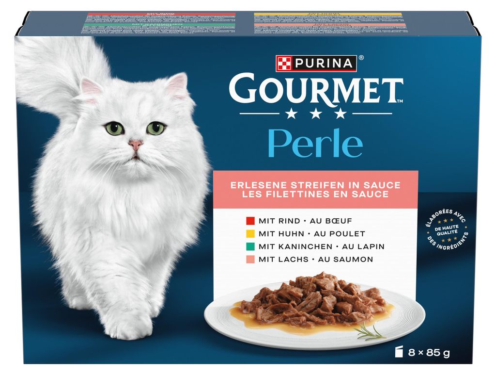 Gourmet Portionsbeutel Multipack Perle Classic Huhn, Lachs 8x85g