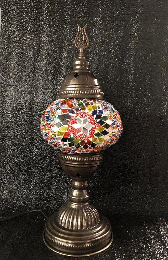 Lampe mosaïque faite main design oriental avec ampoule LED E14 incluse - 3