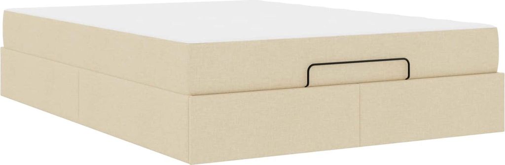 Bettgestell mit Matratze 2 pcs Creme Stoff