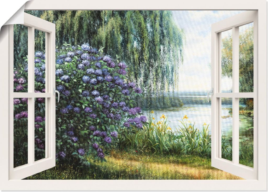 ARTland Poster Hortensien am See Größe: 70x50 cm