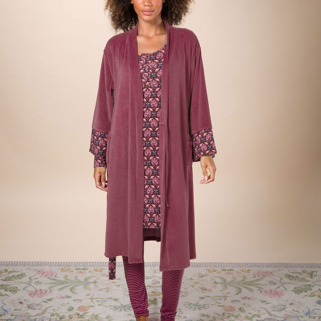 PIP STUDIO Damen Morgenmantel Naomi Kimono Velvet Solid Produktbild 9