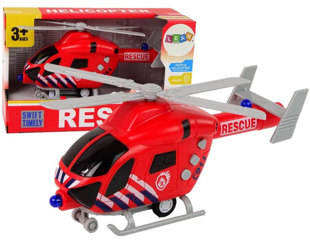 Leantoys Feuerrettungshubschrauber rote Tonlichter Propeller