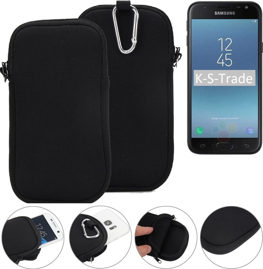 K-S-Trade Neopren-Hülle Handy-Hülle kompatibel mit Samsung Galaxy J3 (2017) Duos Schutzhülle Neoprenhülle Sleeve Schutz-Hülle Gürtel Tasche Case
