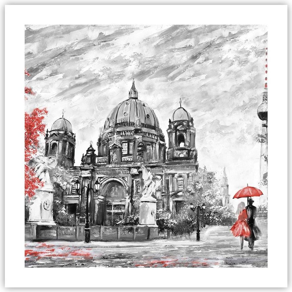 Poster - Poster ohne Rahmen - Dom Berlin Liebespaar - 50x50 cm - Wand Bild - Wanddeko - Wandbilder - Kunstposter - Wandposter - Bilder - Kunstdruck...