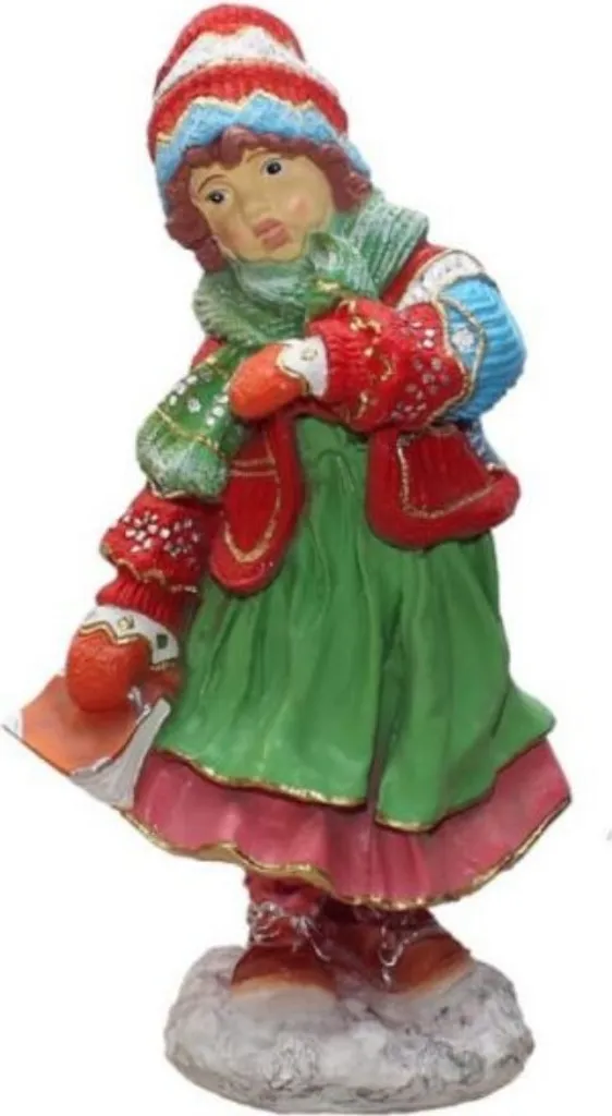Figurine Extérieure Jeune Fille d'Hiver 73cm : Déco Durable et Gel