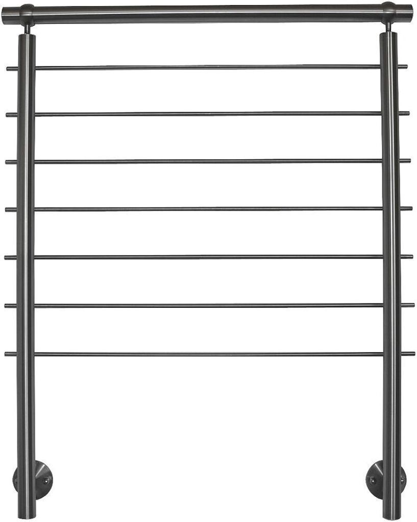 TIBU Geländer Edelstahl V2A Seitenmontage, Länge 240 cm mit 3 Pfosten, 7 Querstreben und Seitenabstand 30 mm