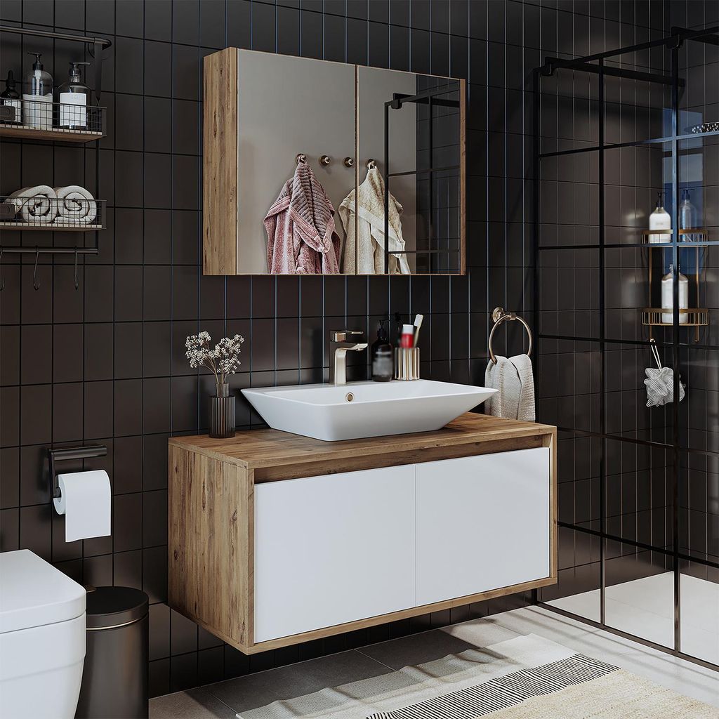 Roomart ATLANTIC-100 Badmöbel-Set 3-teilig 100 cm breit, Produktbild 