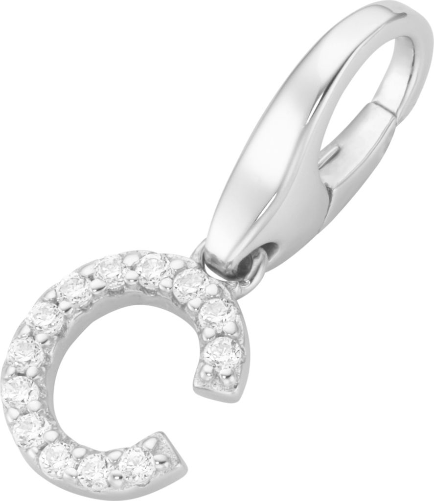 Charm Giorgio Martello Milano Buchstabe C, Zirkonia Steine, Silber 925 Weiss Onesize