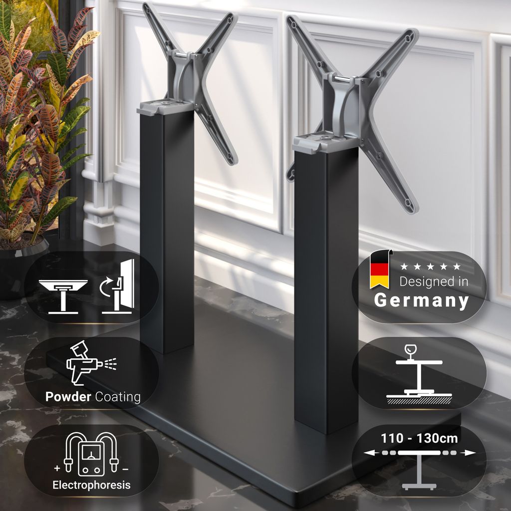 MADRID | Bistro Doppel Tischgestell | Schwarz | Höhe: 72 cm Produktbild 