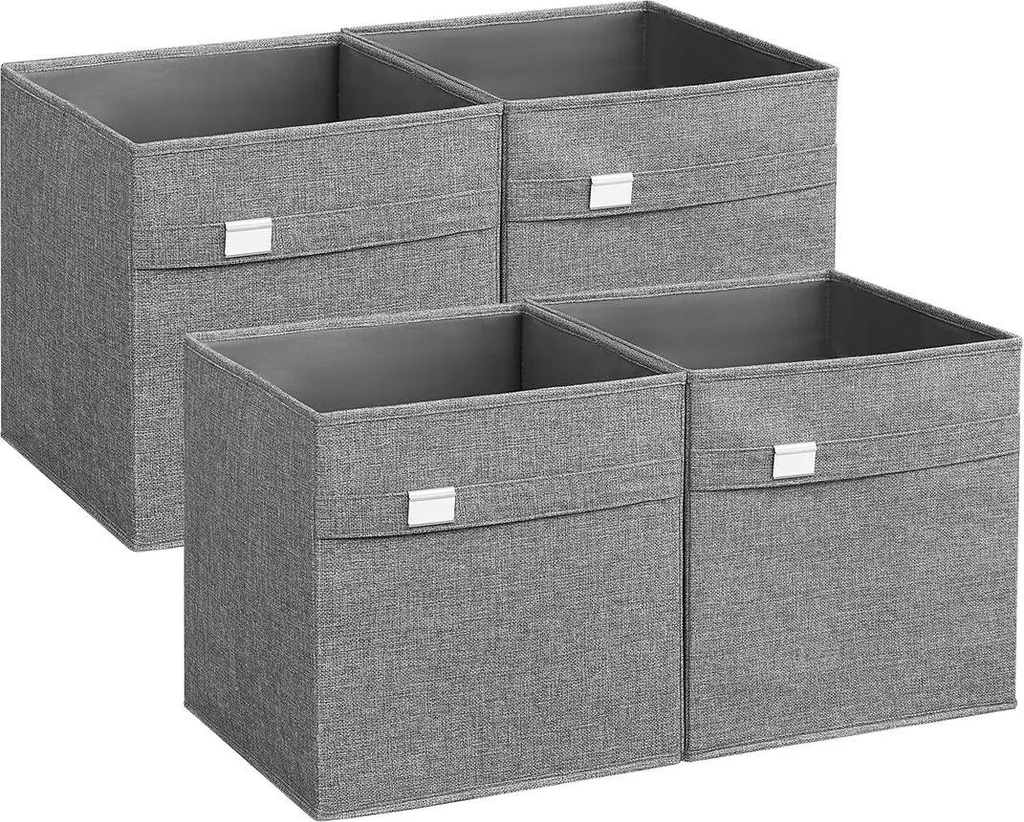 Set 4 Contenitori 33x33x33 Grigio Tortora - Scatole Cubo Salvaspazio
