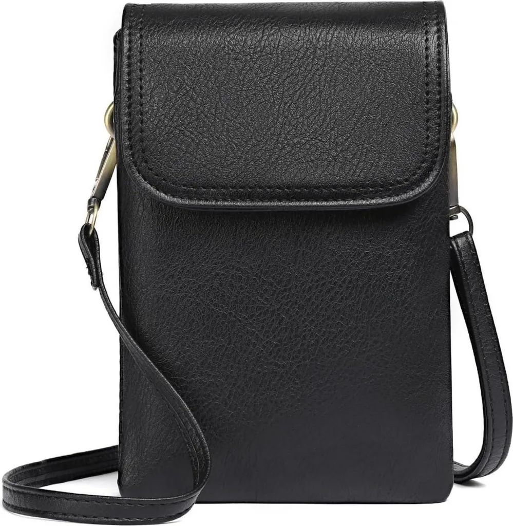 Sac à main pour femme RFID Blocking Crossbody en cuir rétro noir