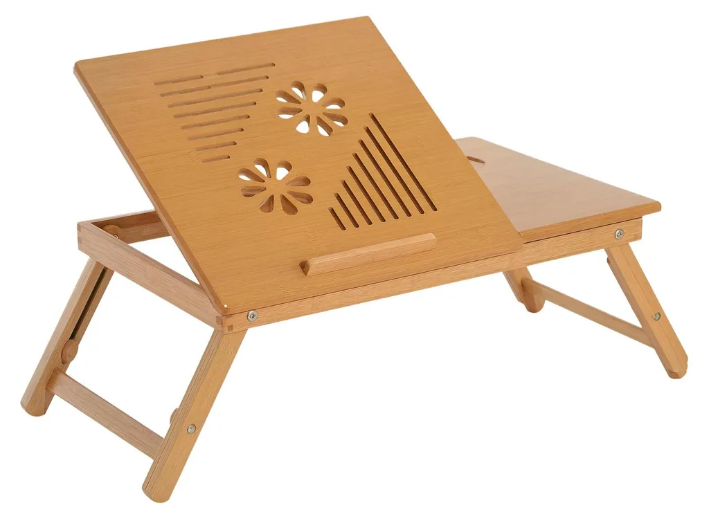 Support ordinateur pour lit et canapé en bambou pliable et modulable