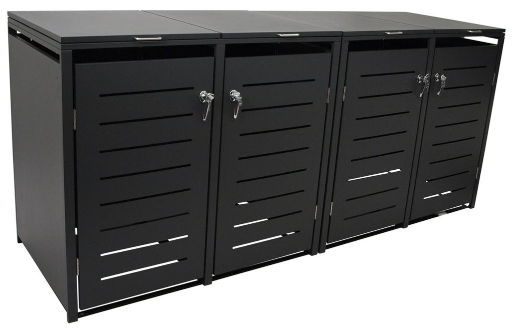 4erMülltonnenbox 264 x 116 x 80 cm Stahl Anthrazit