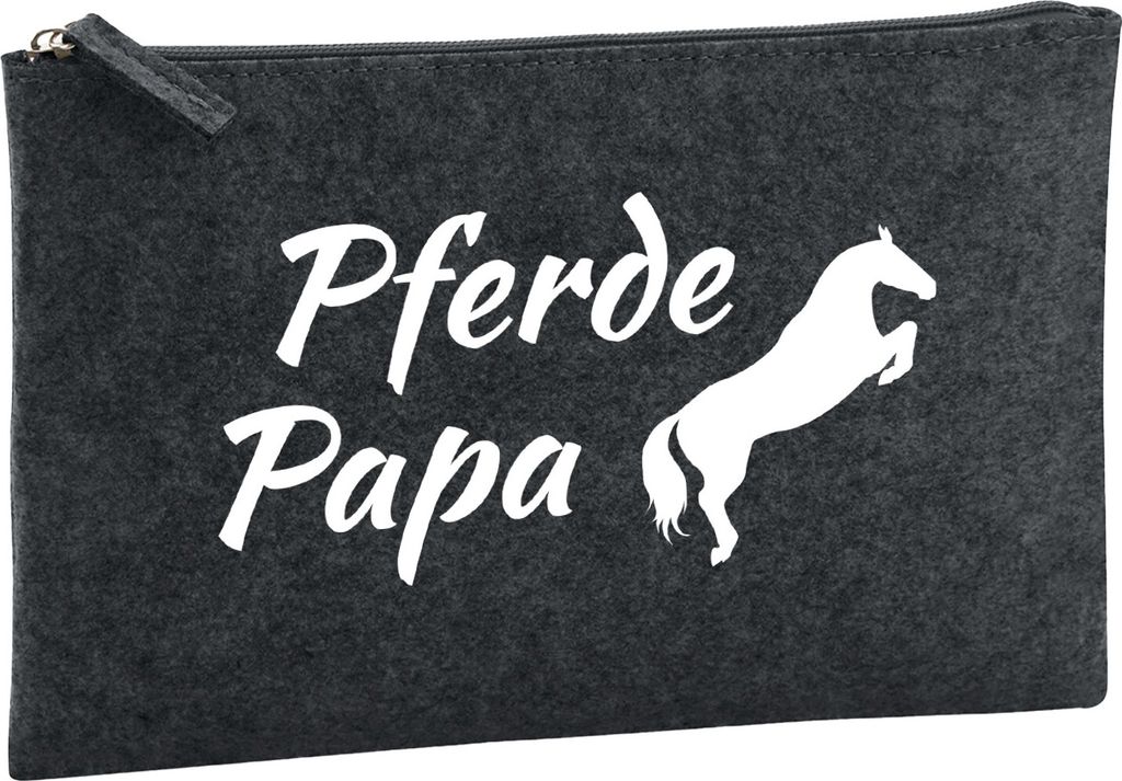 Huuraa Kulturbeutel Pferdepapa Silhouette 1 Liter Charcoal Filz Kosmetiktasche Geschenkidee