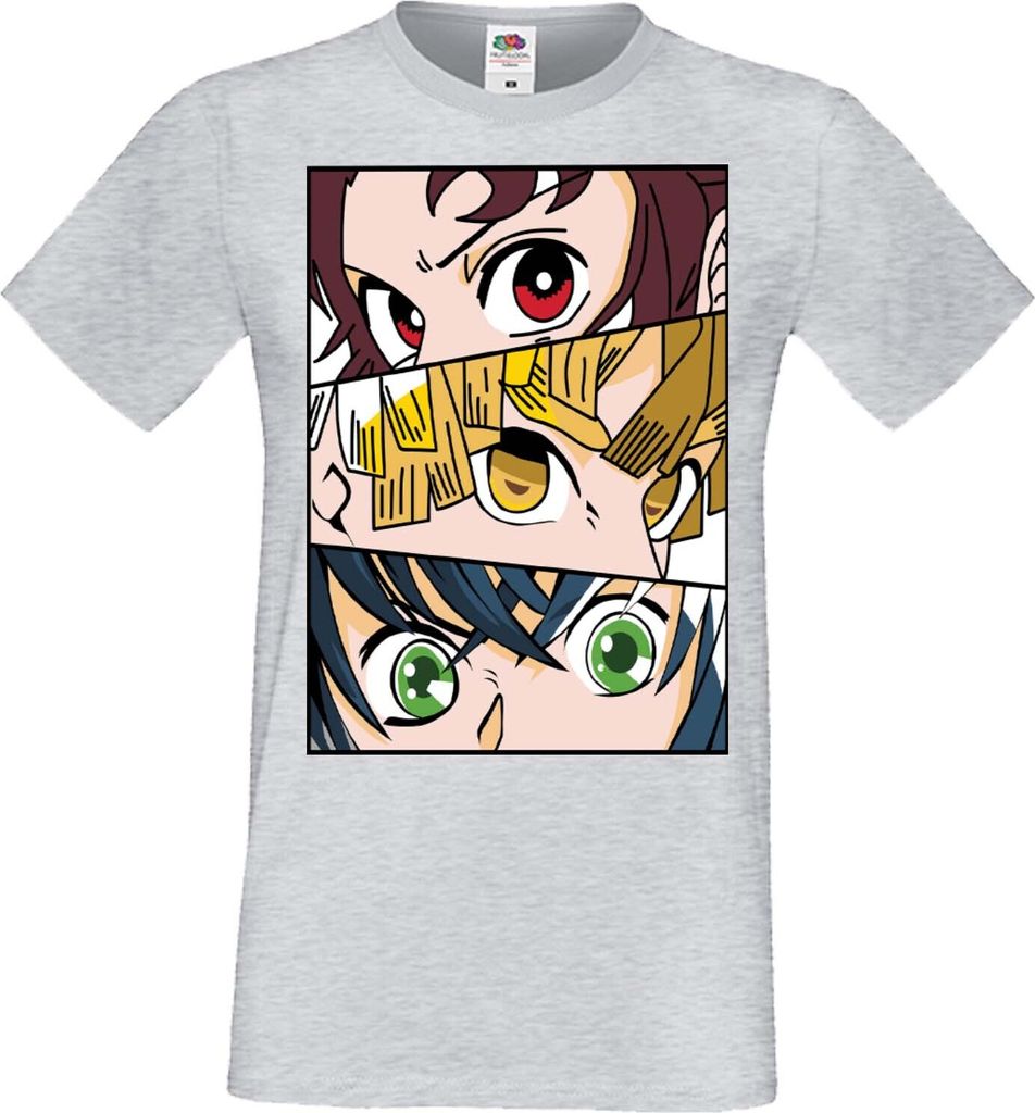 Herren T-Shirt Manga Anime Demon Anime Slayer Trio Iconic Trio, Man 2XL / Grau