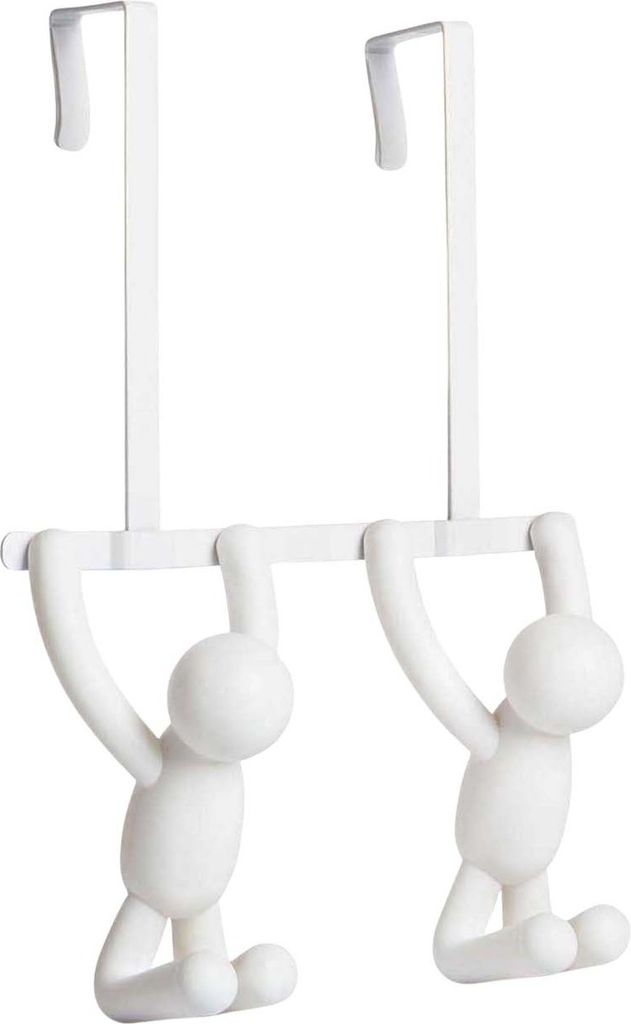 Umbra Buddy Türgarderobe mit Doppelhaken, Garderobehaken, Kleider Haken, Plastik, Weiß, 32 cm, 1004260-660