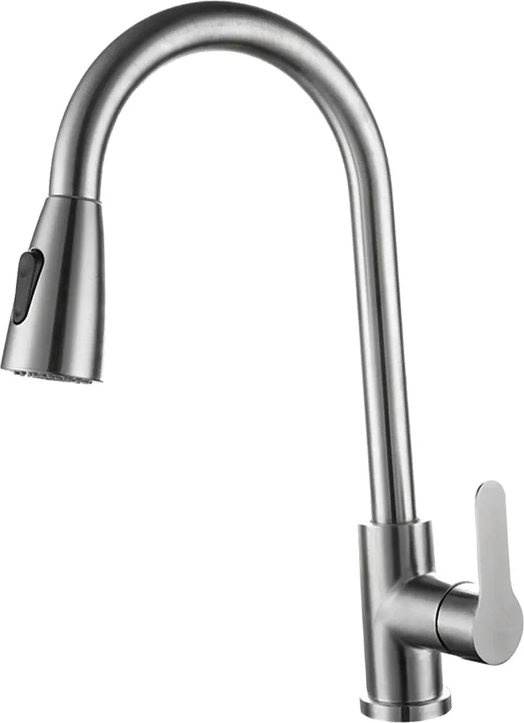Robinet extractible anti-éclaboussures en inox pour évier cuisine et bain