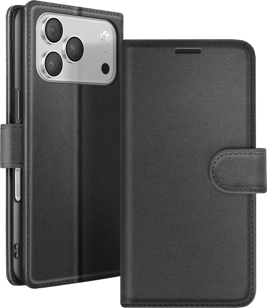 Zanaé, custodia a portafoglio per iPhone 17 Pro con patta magnetica, nero - 1