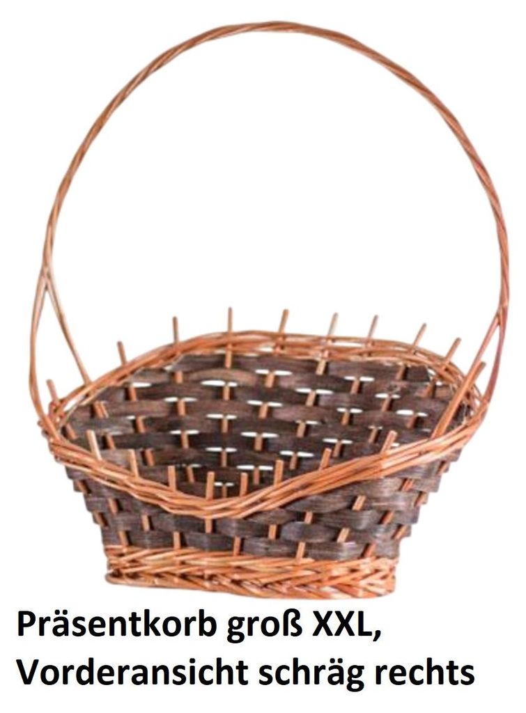 Handgefertigter Präsentkorb oval XXL aus Natur-Weide zum Selber Befüllen