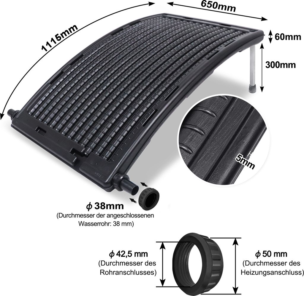 LARS360 Sonnenkollektor Solar Poolheizung 111,5 x 66 x 35 Produktbild 11