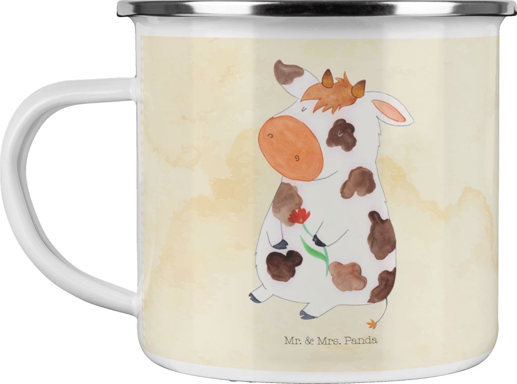 Mr. & Mrs. Panda Teetasse Kuh - Vintage - Geschenk, becher emaille, Blechtasse, Spruch, Landwirtin, Hof, Pott, Bauernhof, Teebecher, Magie, Milch, ...