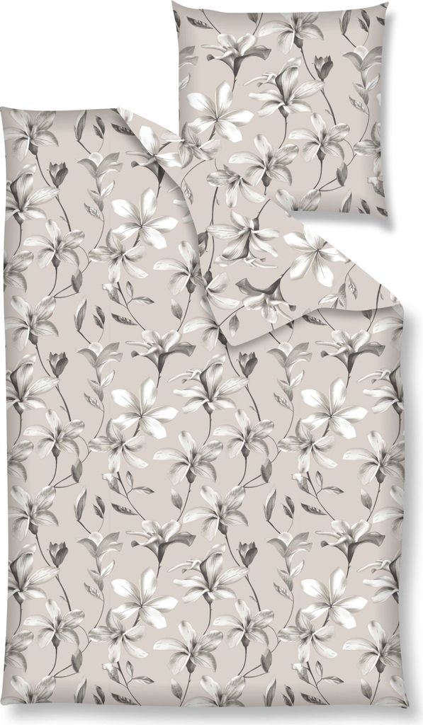 Nanette Renforcé Bettwäsche - Blumen und Blätter, beige  Produktbild 
