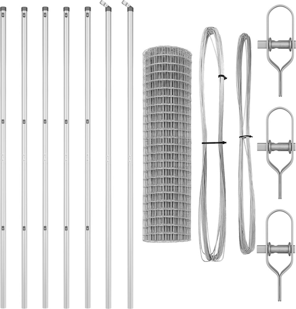 Euro Zaun mit 7 Pfosten 1,2x10 m Verzinkter Stahl, Drahtzäune DesignMöbel Neu