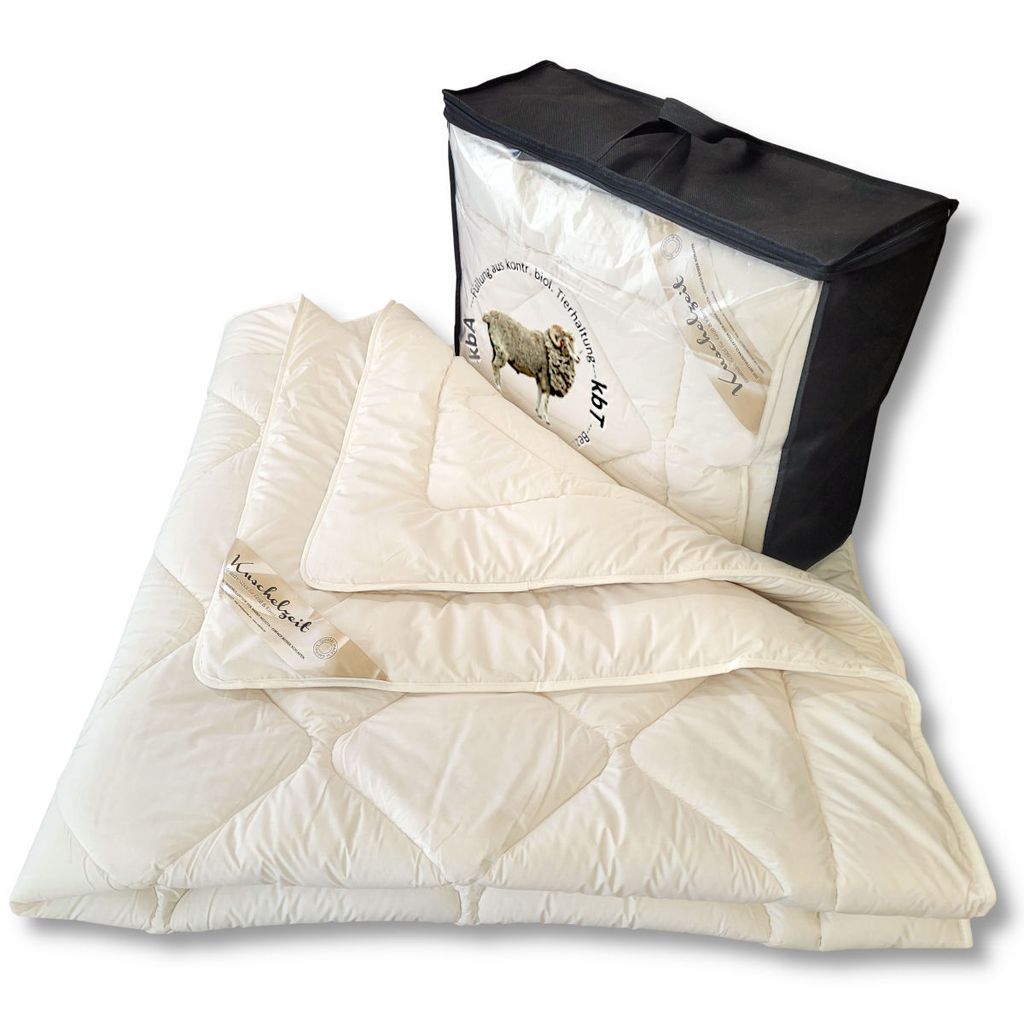 Bio Merino Schafschurwolle Ganzjahresdecke Kuschelzeit kbA und kbT in 200x220 cm