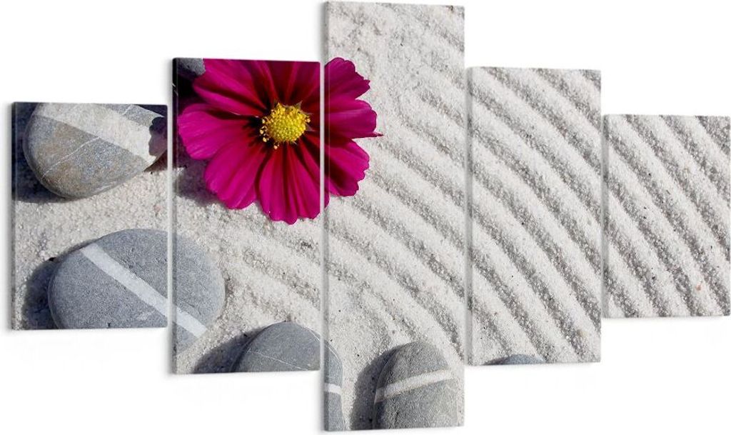 Bild auf Leinwand - Leinwandbild - Zusammensetzung Steine Entspannung - 125x70cm - Wand Bild - Wanddeko - Leinwanddruck - Bilder - Kunstdruck - Lei...