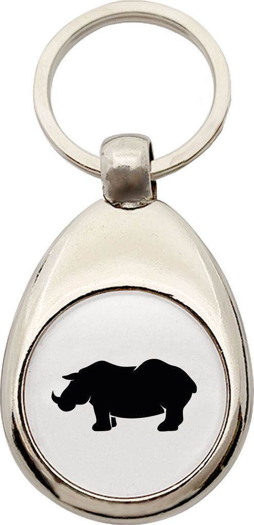 Huuraa Schlüsselanhänger Nashorn Silhouette Metall Schlüsselring Einkaufswagenchip Geschenkidee
