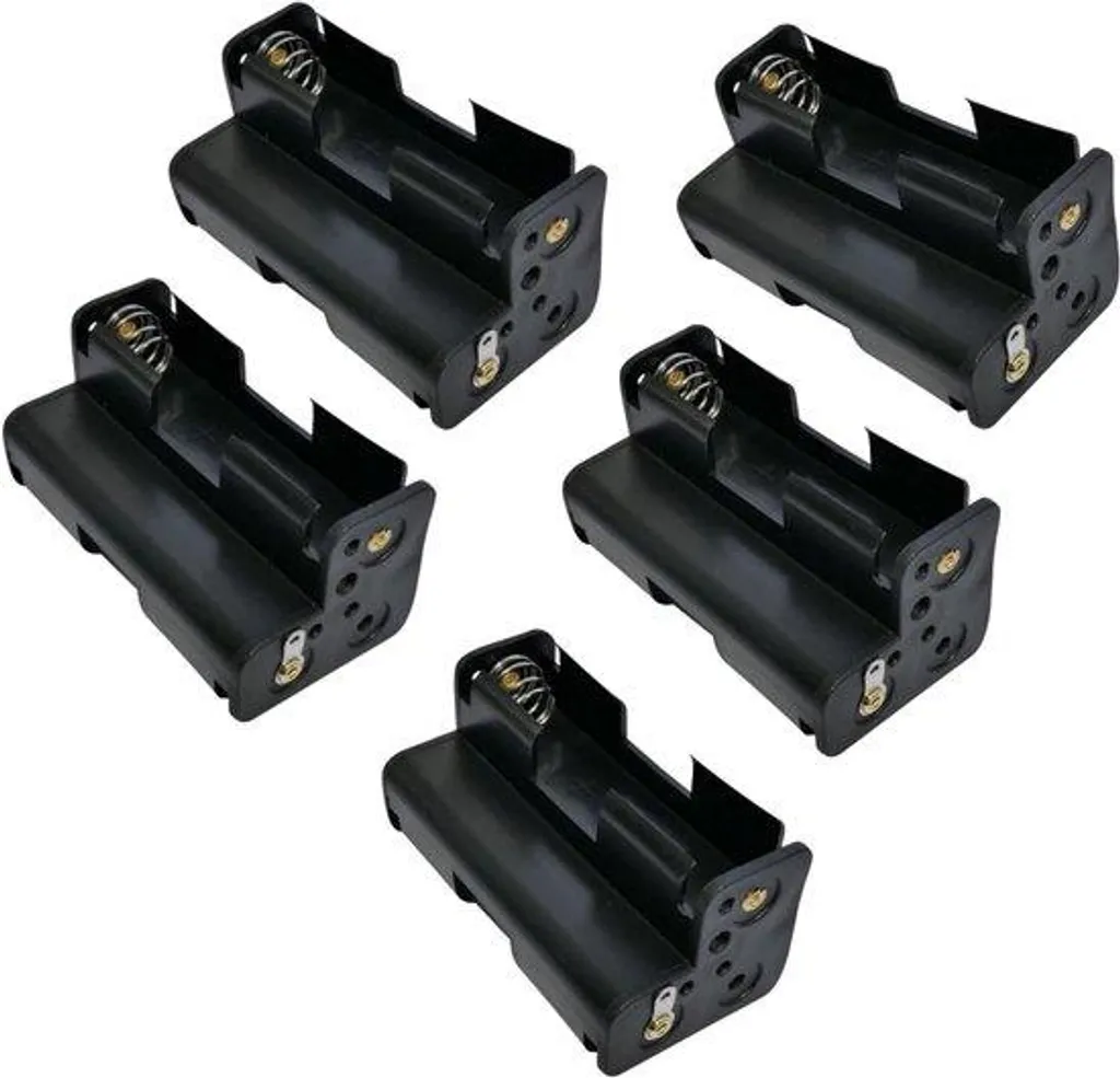 Lot de 5 Supports Piles AA 1,5V Noir Boîtier de Rangement 58x30x27mm