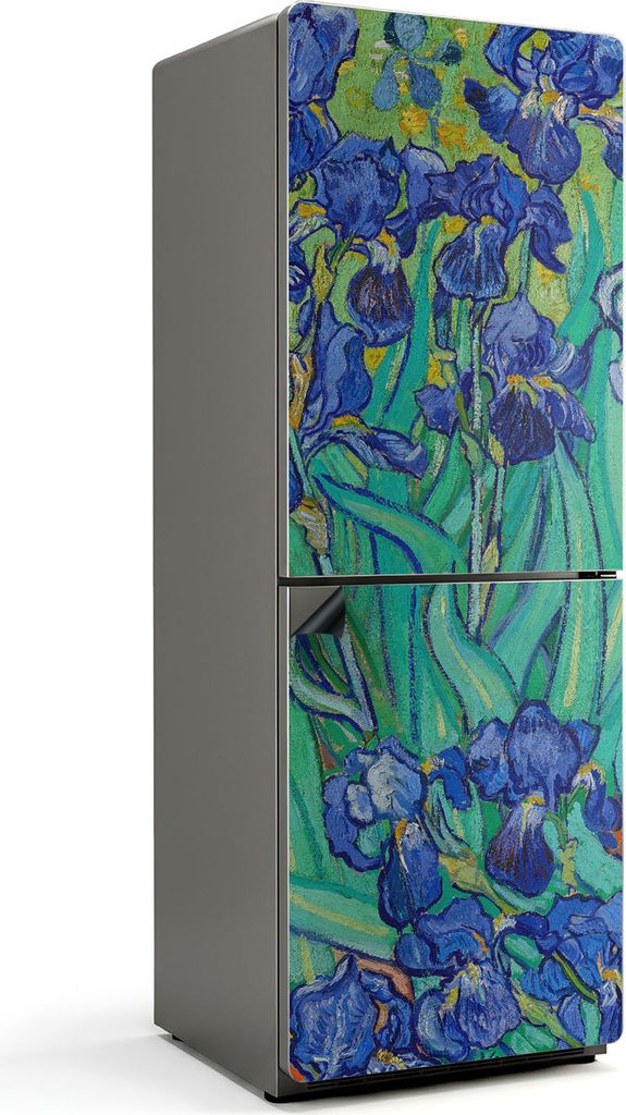 Blumenmuster aus Schwertlilien – Magnetische Kühlschrank Abdeckung – Dekorfolie magnetisch Küche – Kühlschrank Magnet Deko – selbstklebe...