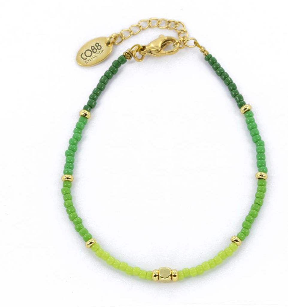 CO88 Collection 8CB-91151 Perlenarmband mit Miyuki-Perlen – Grüntöne – 16+3 cm – Goldfarbener Verschluss