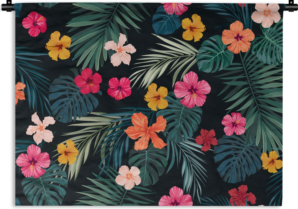 MuchoWow Wandteppich Wandbehang Dschungel - Blätter - Blumen - Mädchen - Kind 120x90 cm Tapisserie Dekoration Wandtuch - Wohnen - Aufhänger f...