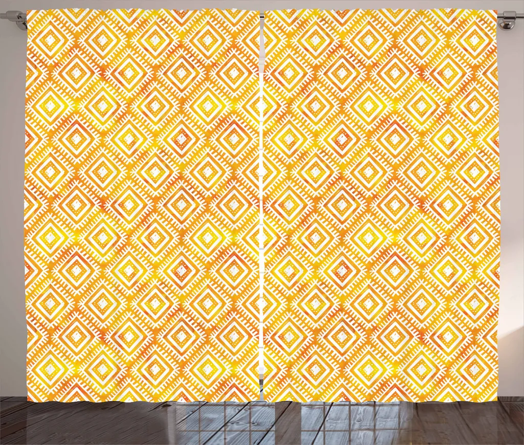 Tenda Boho-Chic ABAKUHAUS 280x225 cm | Ikat Azteco Giallo Bianco