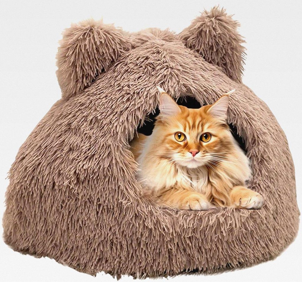 Wärmebett Für Katzen | Halb Umschlossenes Wärmendes Kätzchennest | Rundes Überdachtes Indoor-Katzenbett,Für Innenbereich Zuhause Studium Kalt...